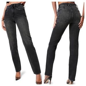 Good American ‘90s Icon Straight Leg High Rise Jeans in Black251 Size 15 (US 34)